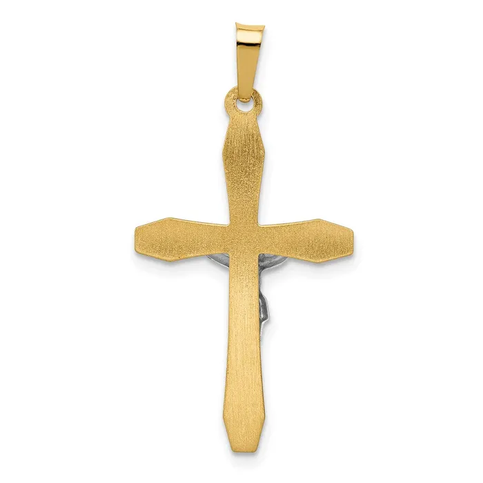 Rings 14k Twotone Polished INRI Crucifix Pendant TreasureFineJewelers