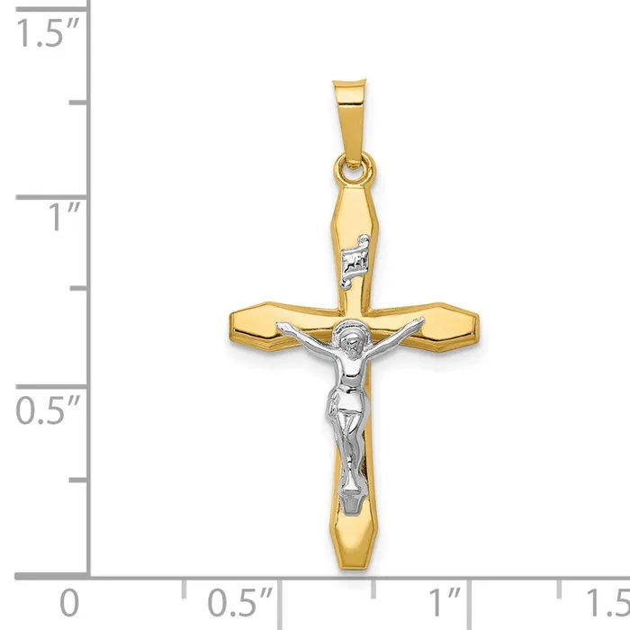 Rings 14k Twotone Polished INRI Crucifix Pendant TreasureFineJewelers