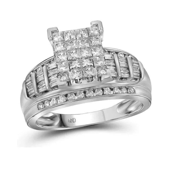 Rings North Arrow Shop 14kt white gold womens princess diamond cluster bridal wedding engagement ring 200 cttw size 1038467 Rings North Arrow Shop 14kt white gold womens princess diamond cluster bridal wedding engagement ring 200 cttw size 1038467