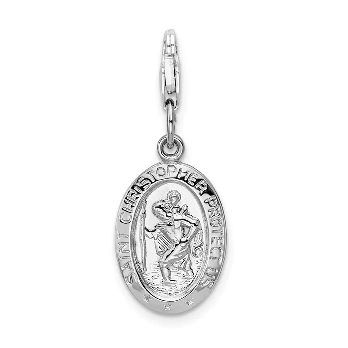 Rings TreasureFineJewelers Sterling Silver Amore La Vita Rhodiumpl Saint Christopher Medal Charm Rings TreasureFineJewelers Sterling Silver Amore La Vita Rhodiumpl Saint Christopher Medal Charm