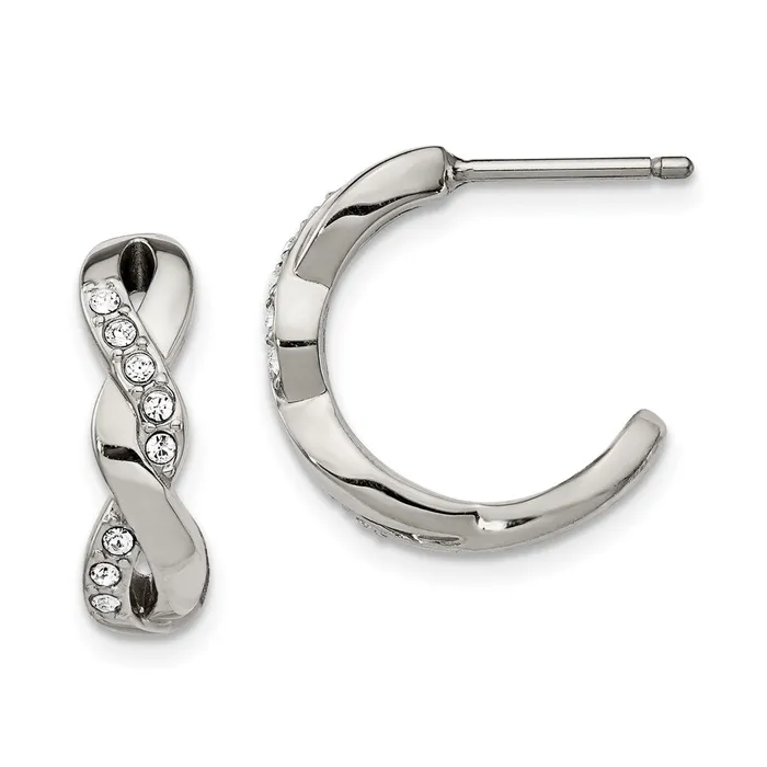 Stainless Steel Polished with Swarovski Crystals Post Hoop Earrings TreasureFineJewelers Earrings Stainless Steel Polished with Swarovski Crystals Post Hoop Earrings TreasureFineJewelers Earrings