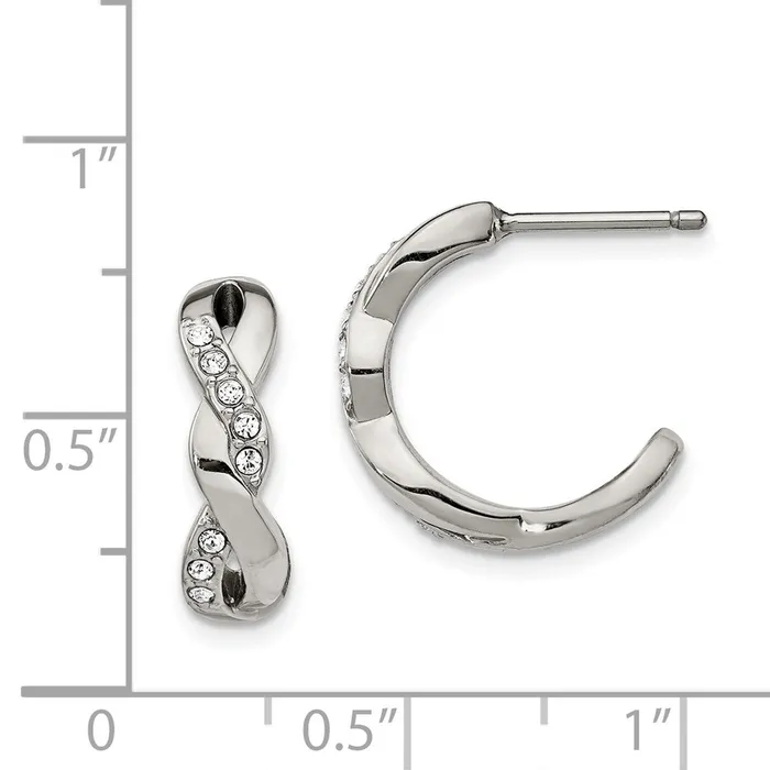 Stainless Steel Polished with Swarovski Crystals Post Hoop Earrings TreasureFineJewelers Earrings
