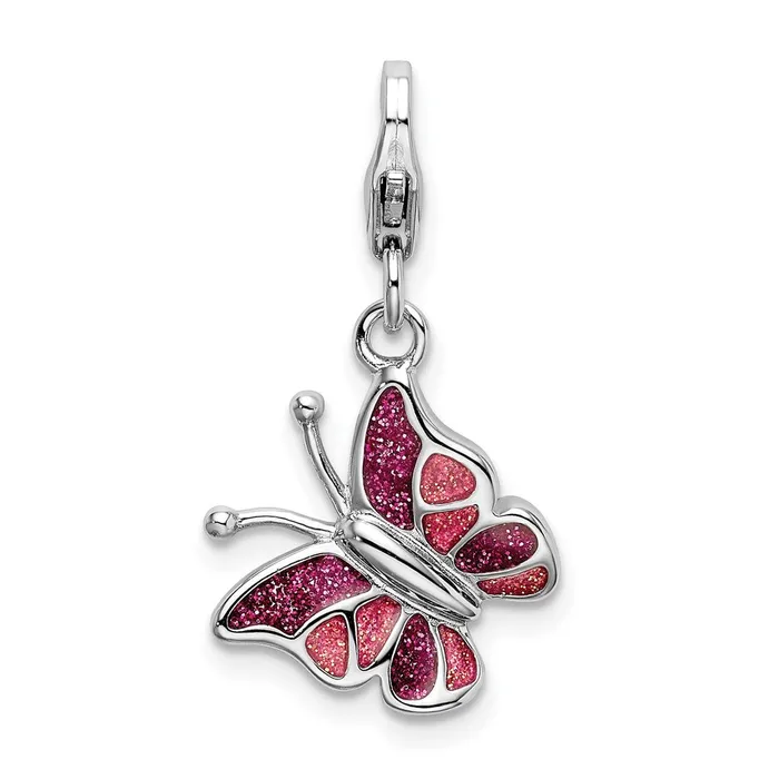 Sterling Silver Amore La Vita Rhodiumplated Enameled Butterfly Charm TreasureFineJewelers Rings Sterling Silver Amore La Vita Rhodiumplated Enameled Butterfly Charm TreasureFineJewelers Rings
