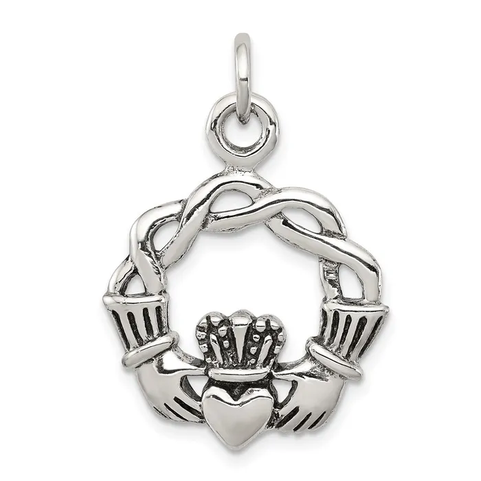 Sterling Silver Antiqued Claddagh Pendant TreasureFineJewelers Necklaces