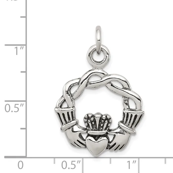 Sterling Silver Antiqued Claddagh Pendant TreasureFineJewelers Necklaces
