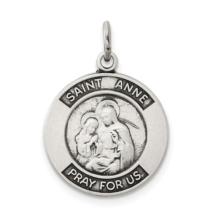 Sterling Silver Antiqued Saint Anne Medal TreasureFineJewelers Rings