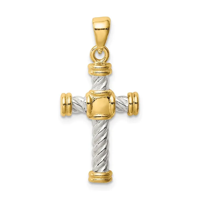 Sterling Silver Gold Tone Twisted Cross Pendant TreasureFineJewelers Rings Sterling Silver Gold Tone Twisted Cross Pendant TreasureFineJewelers Rings