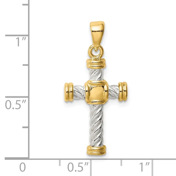 Sterling Silver Gold Tone Twisted Cross Pendant TreasureFineJewelers Rings