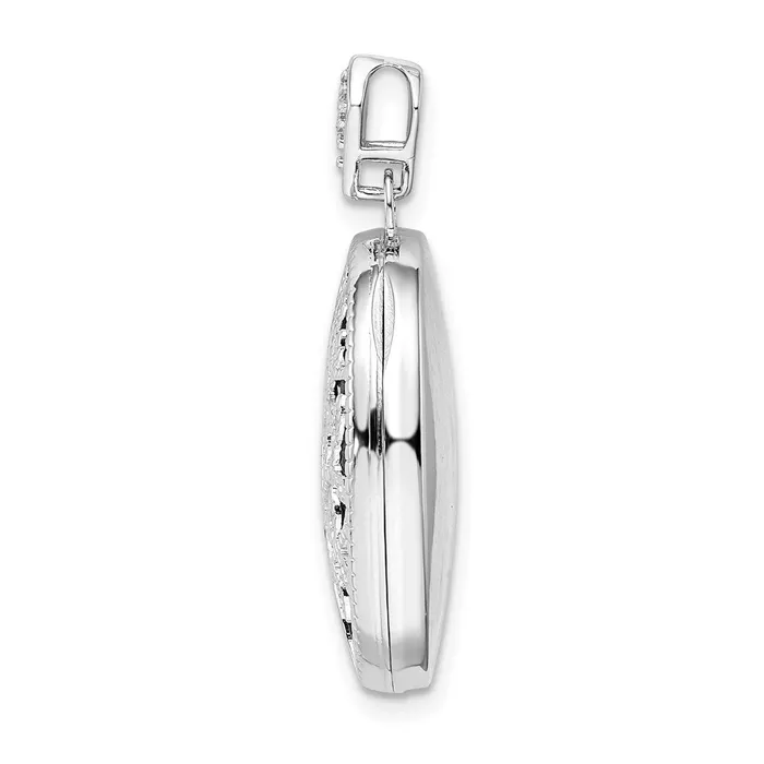Sterling Silver Rhodiumplate Polished Textured Diamond Tree Locket TreasureFineJewelers Necklaces