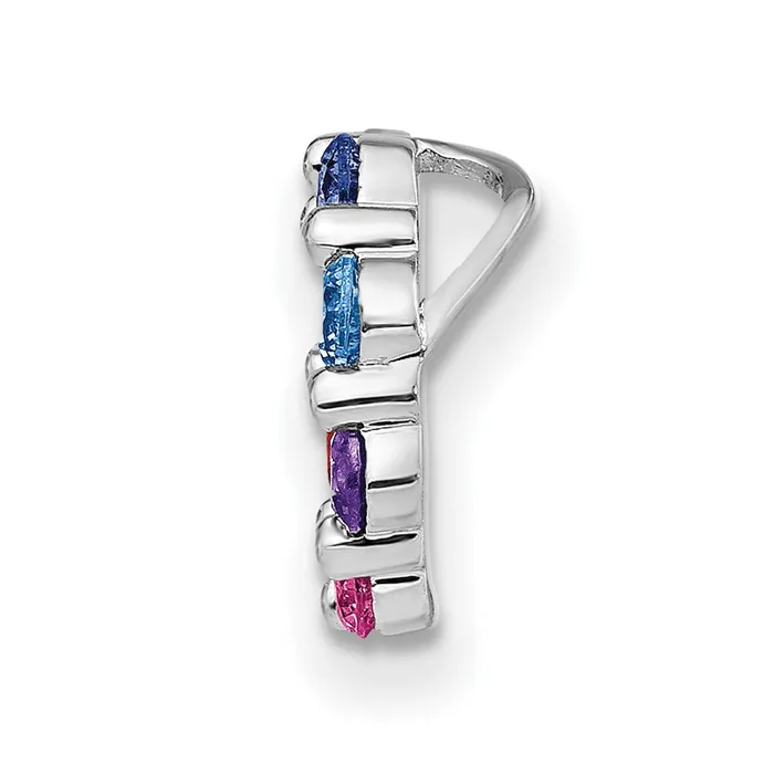 Sterling Silver Rhodiumplated Colorful CZ Circle Chain Slide TreasureFineJewelers Rings