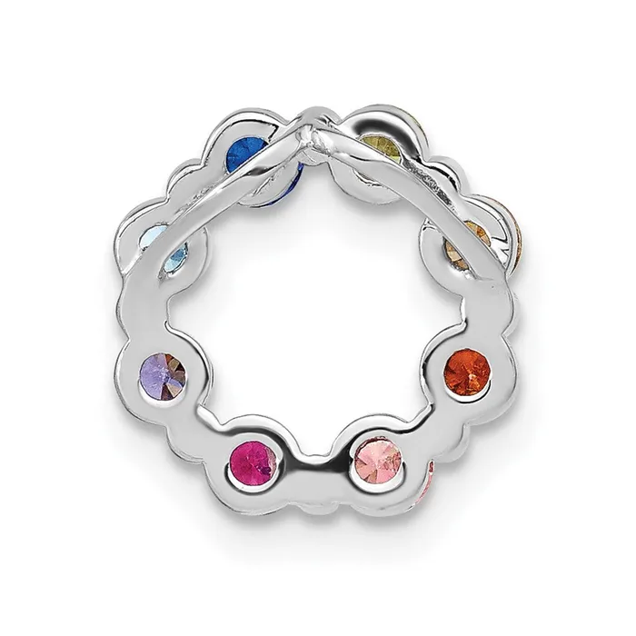 Sterling Silver Rhodiumplated Colorful CZ Circle Chain Slide TreasureFineJewelers Rings