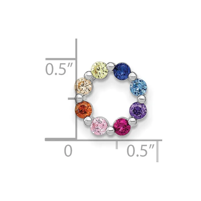 Sterling Silver Rhodiumplated Colorful CZ Circle Chain Slide TreasureFineJewelers Rings