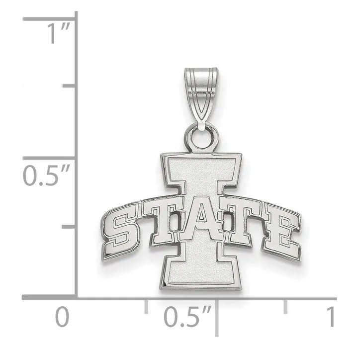 Sterling Silver Rhodiumplated Iowa State University Small Pendant TreasureFineJewelers Necklaces