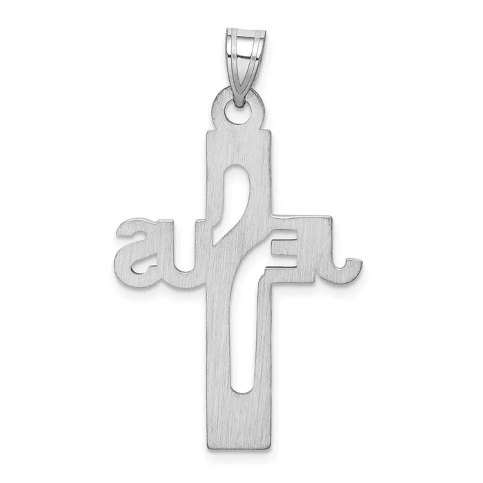 Sterling Silver Rhodiumplated Jesus Cross Large Pendant TreasureFineJewelers Necklaces