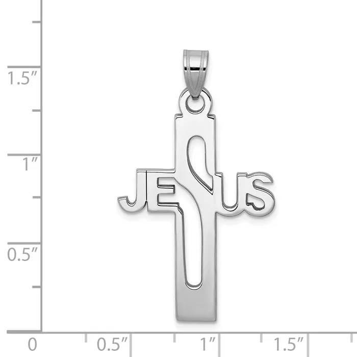 Sterling Silver Rhodiumplated Jesus Cross Large Pendant TreasureFineJewelers Necklaces