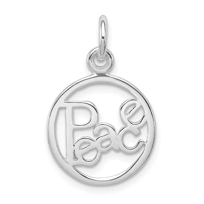 Sterling Silver Rhodiumplated Peace Circle Charm TreasureFineJewelers Rings Sterling Silver Rhodiumplated Peace Circle Charm TreasureFineJewelers Rings