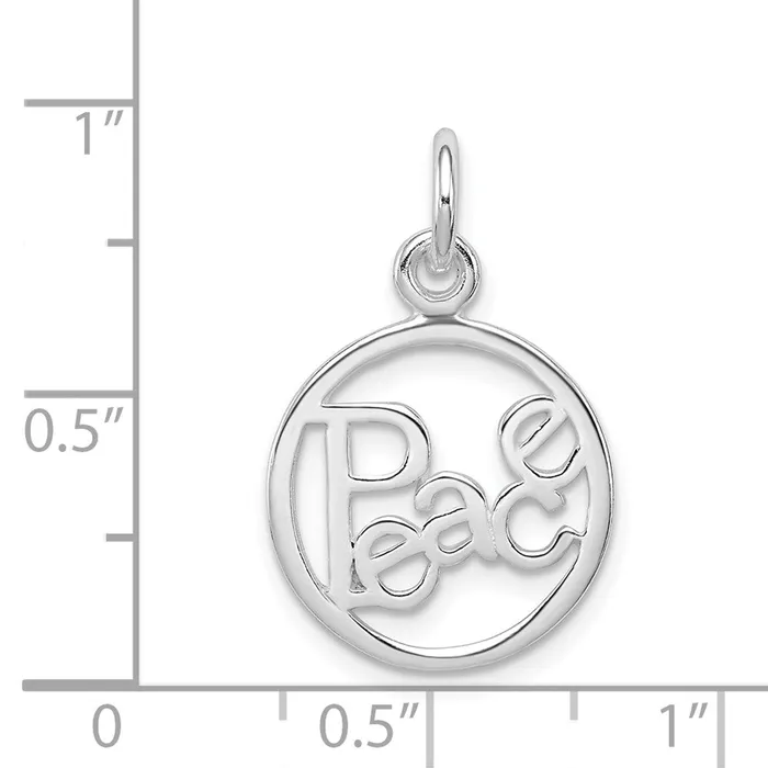 Sterling Silver Rhodiumplated Peace Circle Charm TreasureFineJewelers Rings