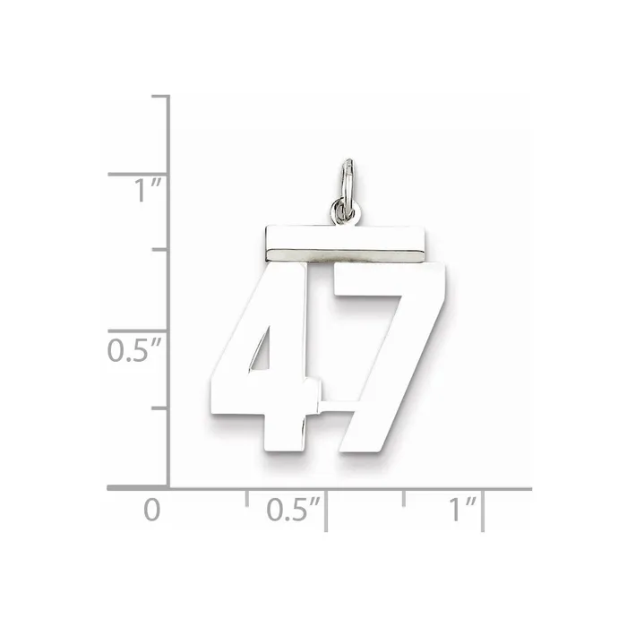 SterlingSilver Rhodiumplated Polished Number 47 Charm TreasureFineJewelers Rings