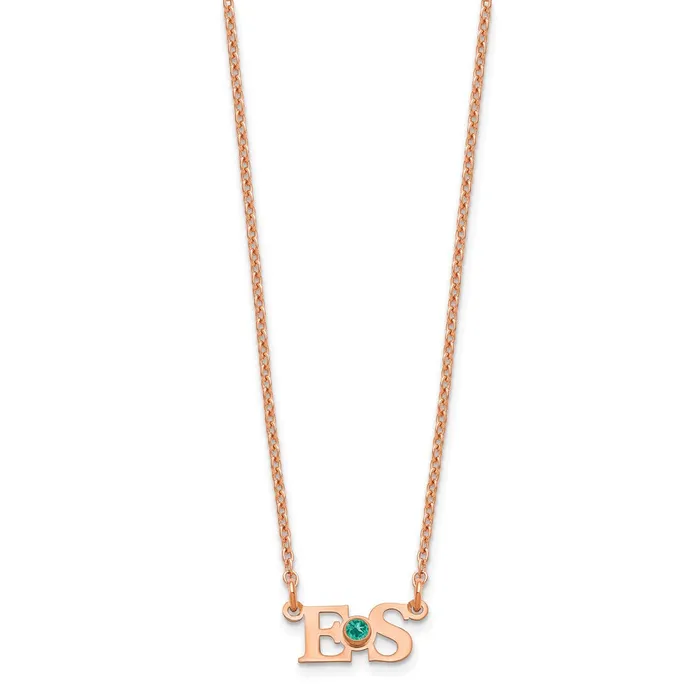 Sterling SilverRoseplated Small Birthstone Initial Necklace TreasureFineJewelers Necklaces