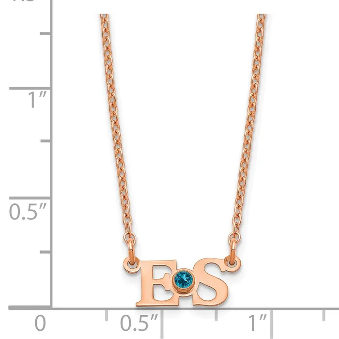 Sterling SilverRoseplated Small Birthstone Initial Necklace TreasureFineJewelers Necklaces