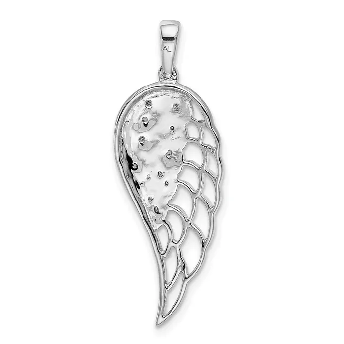 TreasureFineJewelers 14k White Gold Diamond Openwork Wing Pendant Rings