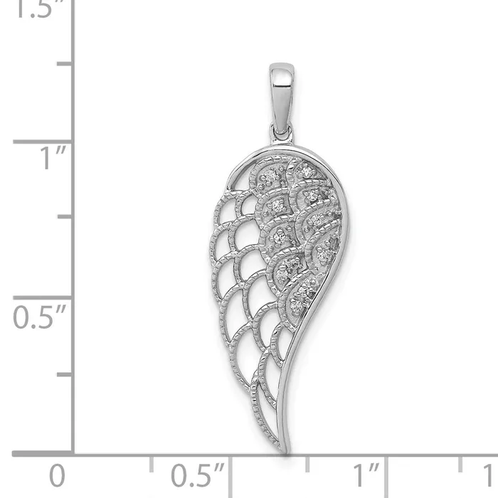 TreasureFineJewelers 14k White Gold Diamond Openwork Wing Pendant Rings