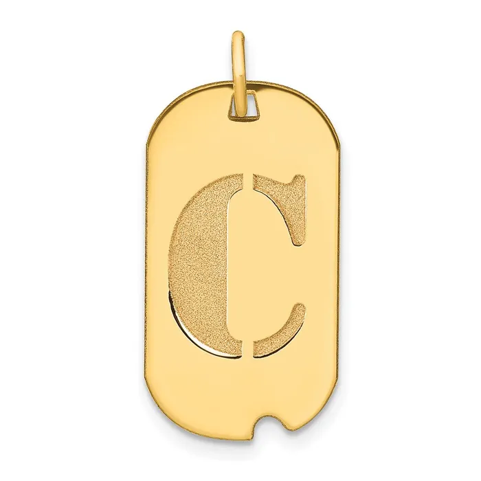 TreasureFineJewelers 14k Yellow Gold Polished Letter C Initial Dog Tag Pendant Necklaces TreasureFineJewelers 14k Yellow Gold Polished Letter C Initial Dog Tag Pendant Necklaces