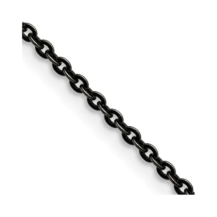 TreasureFineJewelers Bracelets Stainless Steel Oxidized 18in Cable Chain