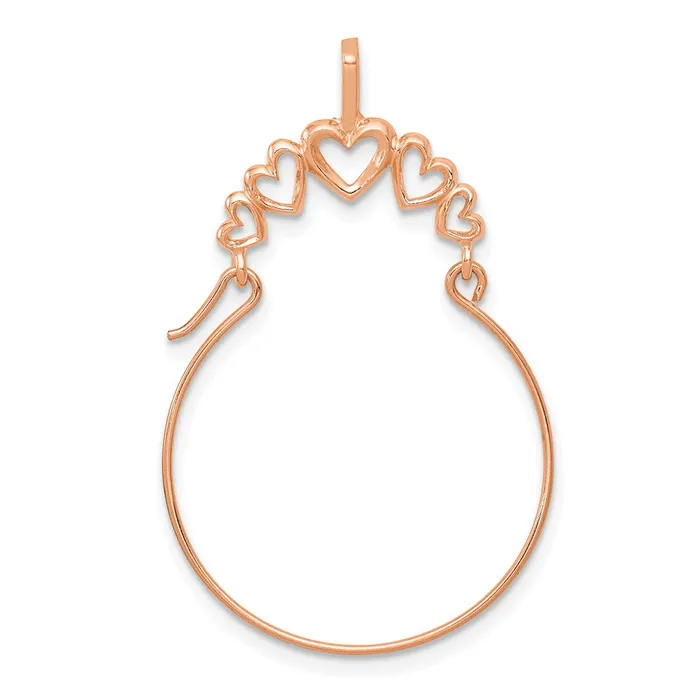 TreasureFineJewelers Charm Necklaces 14k Rose Gold Polished 5Heart Charm Holder TreasureFineJewelers Charm Necklaces 14k Rose Gold Polished 5Heart Charm Holder