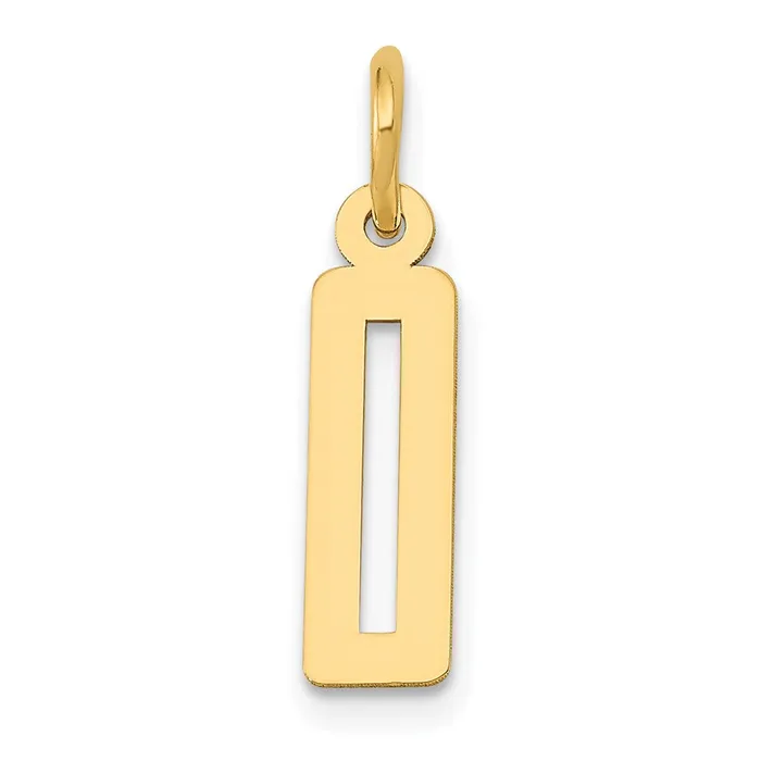TreasureFineJewelers Charm Necklaces 14k Small Elongated Number 0 Charm
