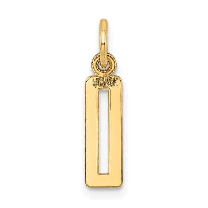 TreasureFineJewelers Charm Necklaces 14k Small Elongated Number 0 Charm