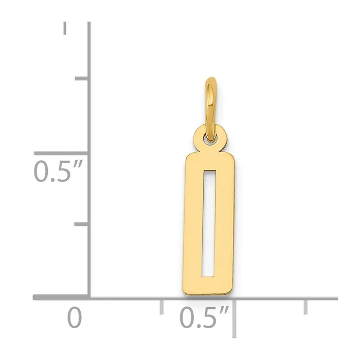 TreasureFineJewelers Charm Necklaces 14k Small Elongated Number 0 Charm
