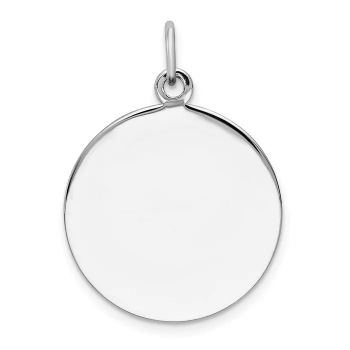 TreasureFineJewelers Charm Necklaces SS Rhplt Engraveable Round Polished FrontSatin Back Disc Charm TreasureFineJewelers Charm Necklaces SS Rhplt Engraveable Round Polished FrontSatin Back Disc Charm