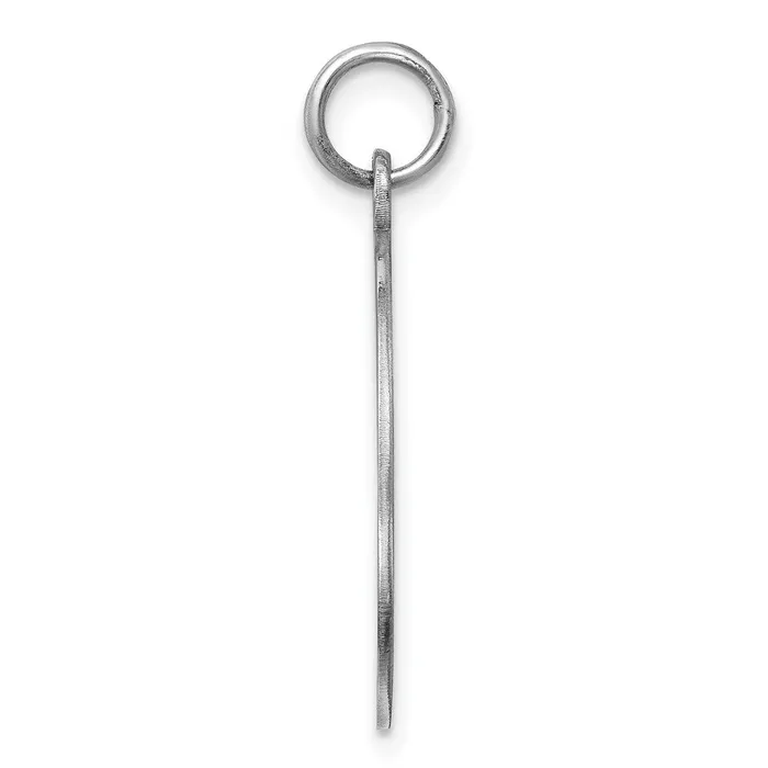 TreasureFineJewelers Charm Necklaces SS Rhplt Engraveable Round Polished FrontSatin Back Disc Charm