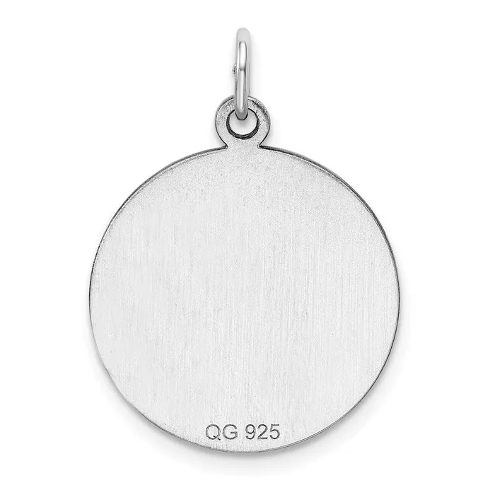 TreasureFineJewelers Charm Necklaces SS Rhplt Engraveable Round Polished FrontSatin Back Disc Charm