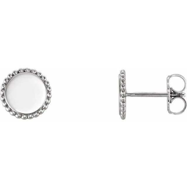 TreasureFineJewelers Earrings Sterling Silver Engravable Beaded Earrings TreasureFineJewelers Earrings Sterling Silver Engravable Beaded Earrings