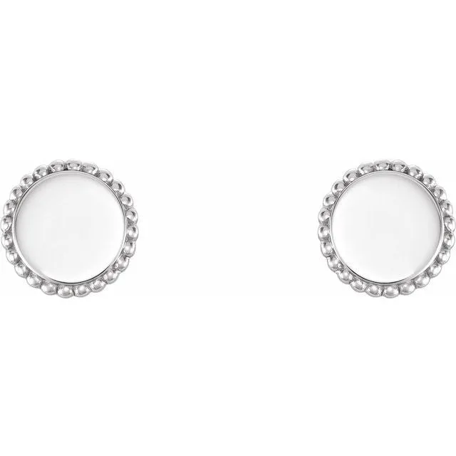 TreasureFineJewelers Earrings Sterling Silver Engravable Beaded Earrings