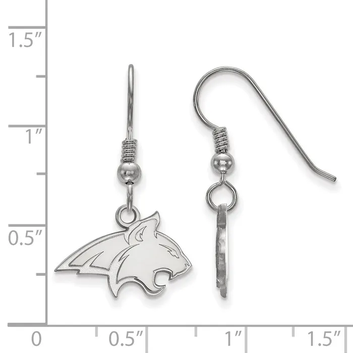 TreasureFineJewelers Earrings Sterling Silver Rhodiumplated Montana State University Bobcat Small Dangle Wire Earrings