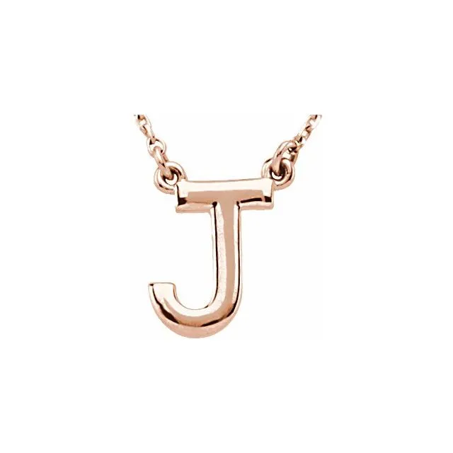 TreasureFineJewelers Necklaces 14K Rose Block Initial J 16 Necklace