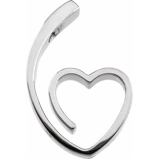 TreasureFineJewelers Necklaces 14K White Gold 25x155 mm Heart Slide Pendant TreasureFineJewelers Necklaces 14K White Gold 25x155 mm Heart Slide Pendant
