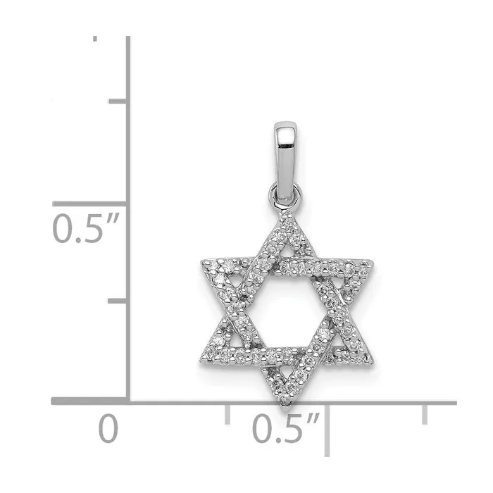 TreasureFineJewelers Necklaces 14k White Gold Diamond Star of David Pendant