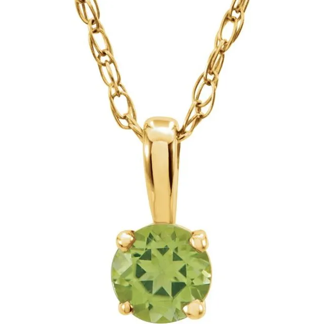 TreasureFineJewelers Necklaces 14K Yellow 3 mm Round August Imitation Peridot Youth Birthstone 14 Necklace TreasureFineJewelers Necklaces 14K Yellow 3 mm Round August Imitation Peridot Youth Birthstone 14 Necklace