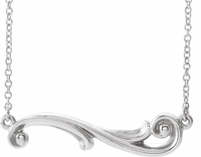 TreasureFineJewelers Necklaces Sterling Silver Freeform Bar 18 Necklace