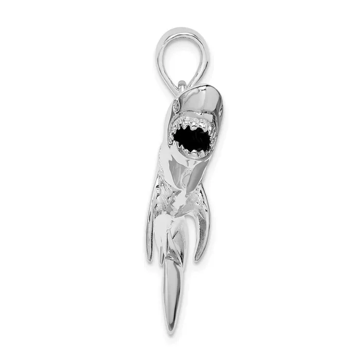 TreasureFineJewelers Necklaces Sterling Silver Polished 3D Shark Pendant