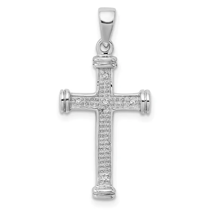 TreasureFineJewelers Necklaces Sterling Silver Rhodium Diamond Cross Pendant TreasureFineJewelers Necklaces Sterling Silver Rhodium Diamond Cross Pendant