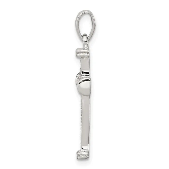 TreasureFineJewelers Necklaces Sterling Silver Rhodium Diamond Cross Pendant