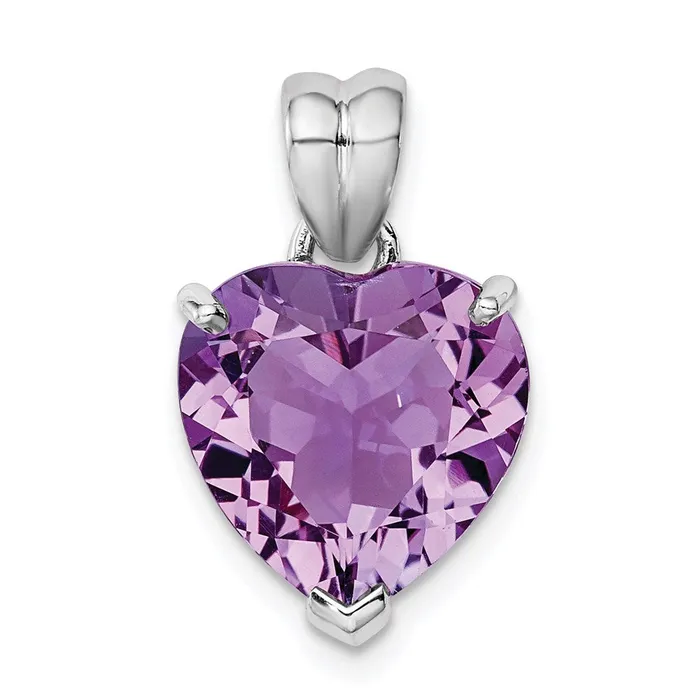 TreasureFineJewelers Necklaces Sterling Silver Rhodiumplated Amethyst Pendant TreasureFineJewelers Necklaces Sterling Silver Rhodiumplated Amethyst Pendant