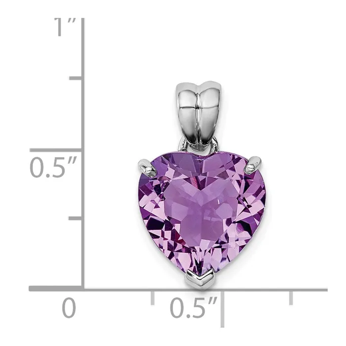 TreasureFineJewelers Necklaces Sterling Silver Rhodiumplated Amethyst Pendant