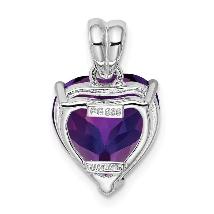 TreasureFineJewelers Necklaces Sterling Silver Rhodiumplated Amethyst Pendant