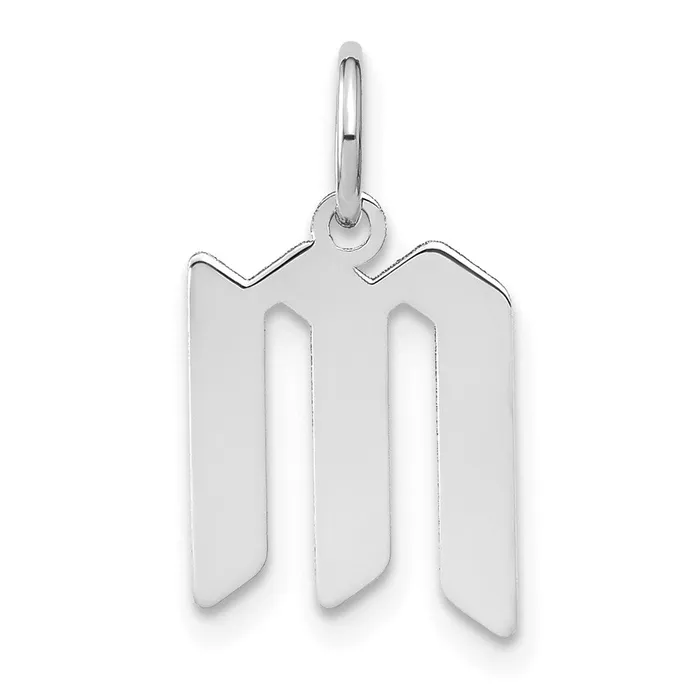 TreasureFineJewelers Necklaces Sterling Silver Rhodiumplated Letter M Initial Pendant TreasureFineJewelers Necklaces Sterling Silver Rhodiumplated Letter M Initial Pendant